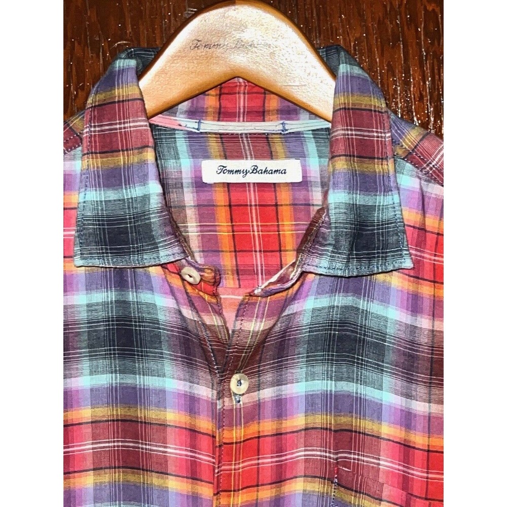TOMMY BAHAMA LT WEIGHT MULTI COLOR PLAID SHIRT SIZE M